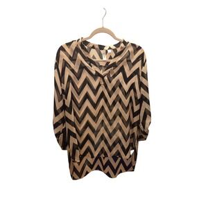 Tacera Chevron Chiffon Tunic Blouse | Women's Petite Large (PL)